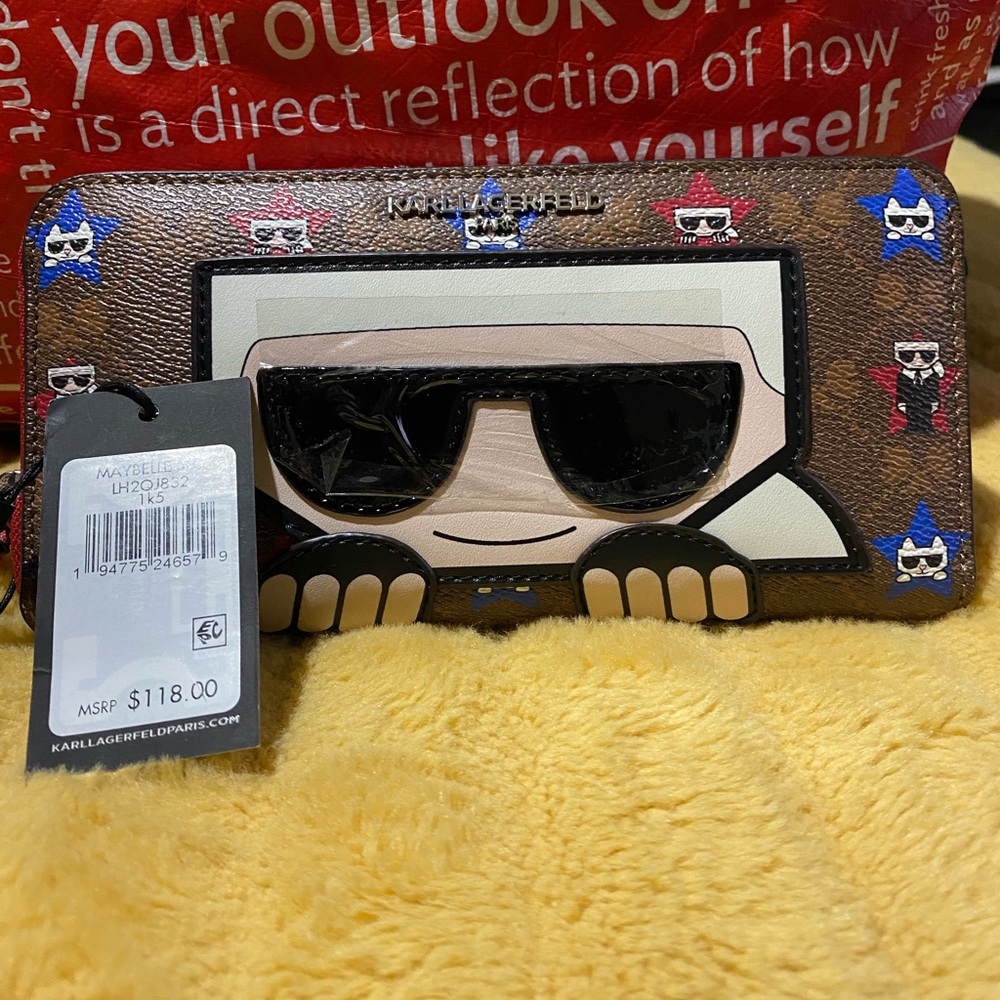 Karl Lagerfeld Brown Wallet with Cartoon Motif